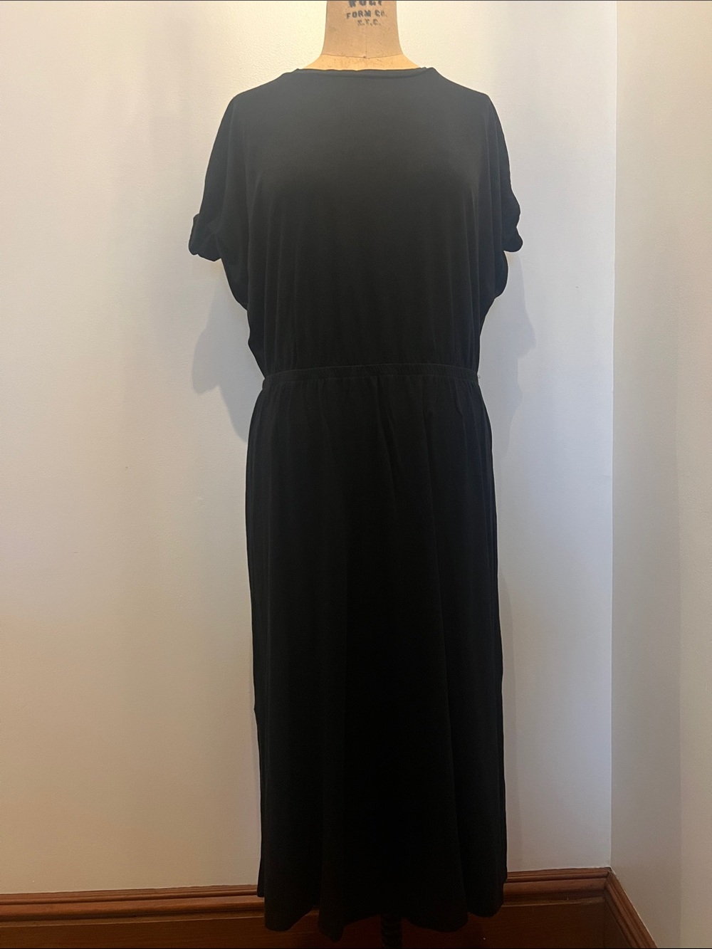 H&M Cotton Round Neck Short Sleeve Maxi Dress w/ Waistband L